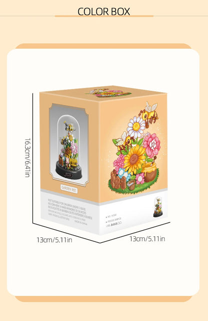 Balody Bee Butterfly Flower Bonsai Building Blocks Insect Plant Potted Model Bricks With Dust Cover DIY Toy For Kid Holiday Gift