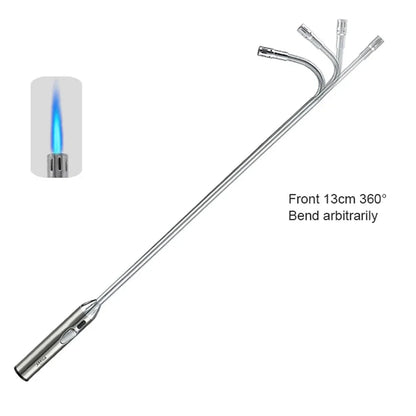 70cm Blue Flame Lighter Kitchen Candle Long Butane Gas Lighter 360 Degrees Rotate Stove BBQ Igniter Welding Torch Picnic Tool