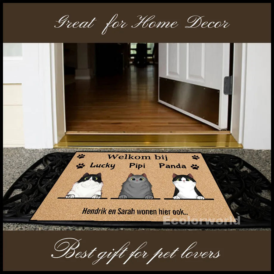 Personalized Pet Mat Custom Welkom Bij Dog Cat Doormat Rug Floor Mats Carpet Home Decor Accessory Pets Owners Lovers Gift