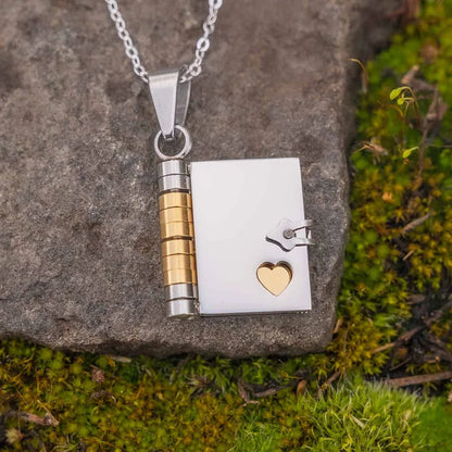 3 Pages Book Custom Name Necklace Openable Love Letter Personalized Text Pendant Unisex Chain Girl Valentine Day Gift waterproof