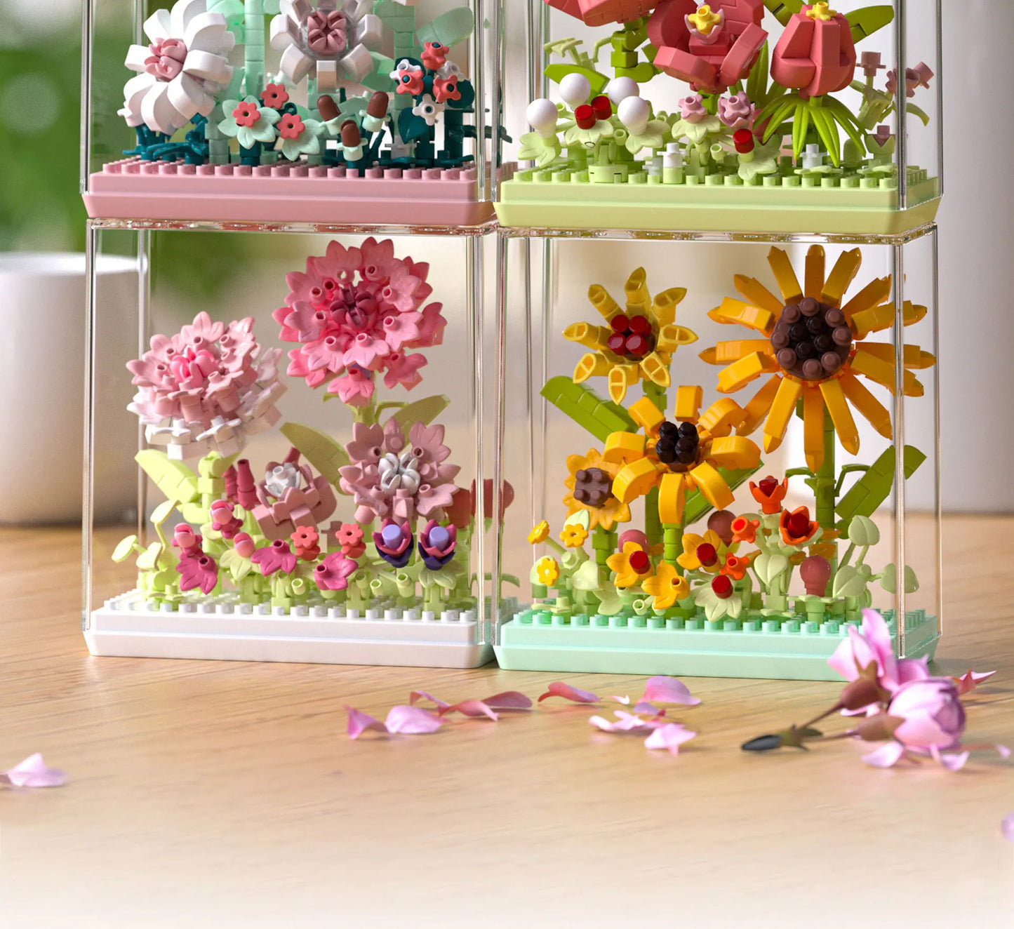 Bouquet Flowers Bricks Constructor Set for Adults Children Toys Flower Mini Particles Building Blocks Assembled Bricks Girl Gift