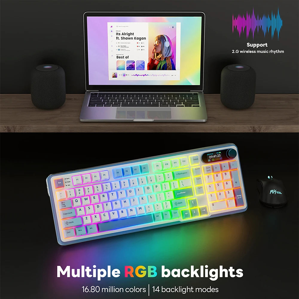 RK ROYAL KLUDGE S98 Mechanical Keyboard Top Mount TFT Screen 98 Keys RGB BT5.0/2.4G/USB-C Wireless Gamer Keyboard Hot Swappable