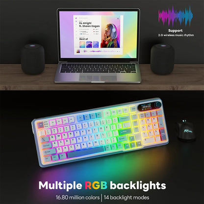 RK ROYAL KLUDGE S98 Mechanical Keyboard Top Mount TFT Screen 98 Keys RGB BT5.0/2.4G/USB-C Wireless Gamer Keyboard Hot Swappable