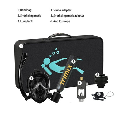 Trimix lung tank with snorkeling mask 0.5L underwater sports professional suit scuba tank diving equipment