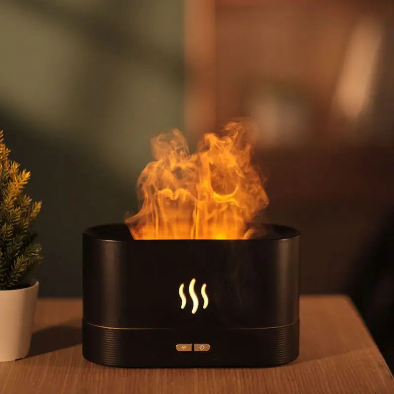 Humidificador de perfume, humidificador de aire ultrasónico con simulación de iluminación LED, fragancia de llama colorida, lámpara de llama de aceite esencial