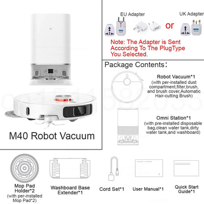 Aspiradora robot XIAOMI MIJIA M40, evitación de obstáculos de alta precisión, succión de 12 kPa, elevación de trapeador inteligente, navegación láser LDS