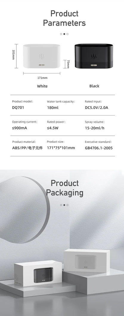 Aroma Humidifier air purifier 3D Simulation Flame Lamp Aroma Diffuser Ultrasonic Mist Humidifier For Home Essential Oil Diffuser