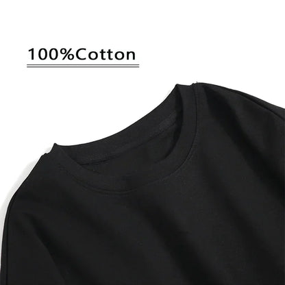 2024 Summer New Sports T-shirt 100% Cotton 2 English Letter Printing High Quality Round Neck Street Clothing Top Casual Clothing