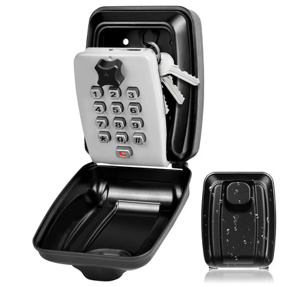 Wall Mounted Key Storage Safe Waterproof Anti-theft Key Box With Combination Lock 12-Digital Password Office Home Outdoor Use