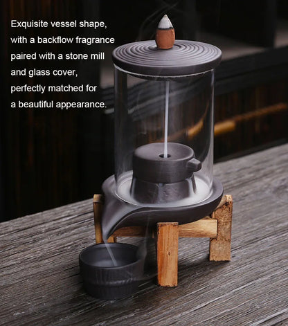 Purple Sand Time Comes Back Flow Incense Burner Decoration - Indoor Aroma Diffuser Stone Grinding Incense Pedestal Crafts