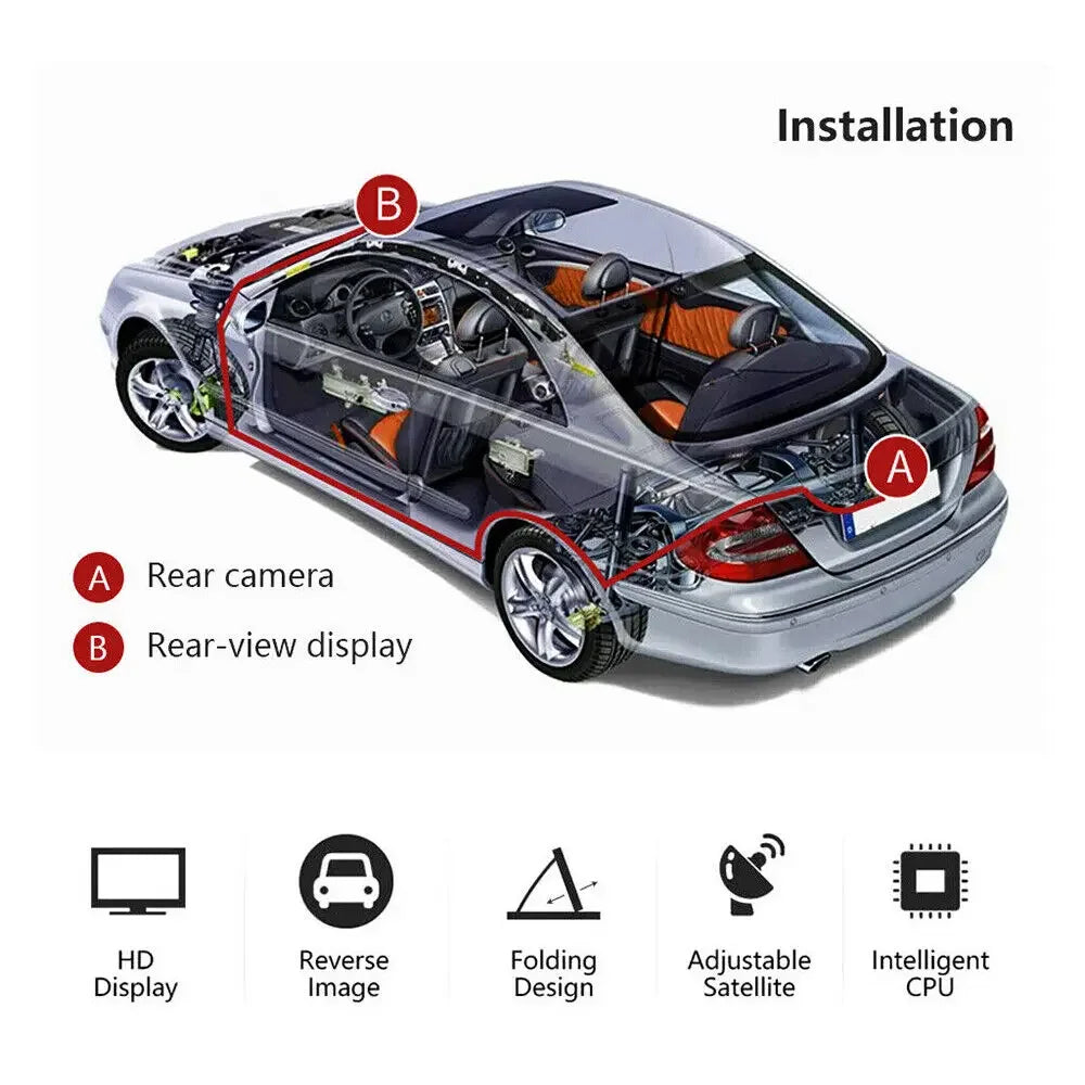 4led Car Rear View Backup Camera 4.3inch HD Display LCD Monitor Parking System Full Set For Pickup Van RV Easy Installation