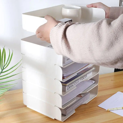 Organizador de escritorio apilable, bandeja para papel, archivador de escritorio para oficina, cartas, libros, documentos, estante para almacenamiento de cosméticos