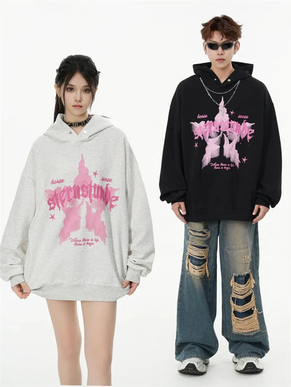 Vintage American Style Streetwear Hooded Loose-Fit Sweatshirt Jacket For Men And Women Versatile Casual Hoodies