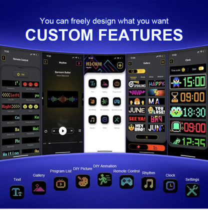 USB LED Matrix Pixel Panel With App Control 5V Flexible Scrolling Bright Advertising LED Signs RGB Pattern Car Animation Display