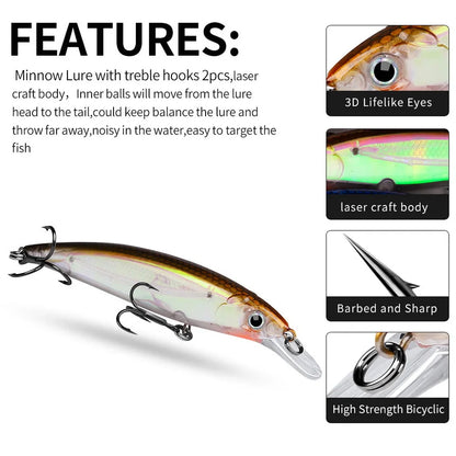 Bait Minnow 7g 14g 40g Luminous Bionic Fake Baits Plastic Hard Bait Fishing Bait Long Throw Floating Water Lure Swimbait