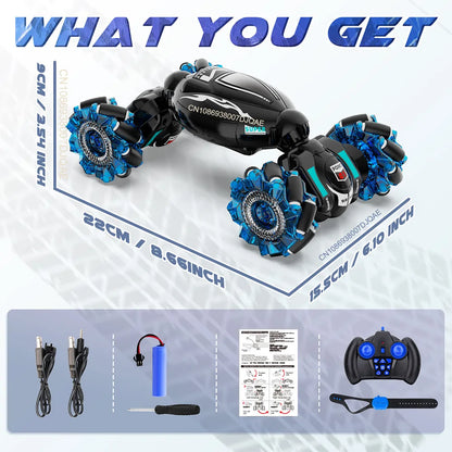 Coche acrobático todoterreno con control remoto, escala 1:18, con luz y música, para carretera, con sensor de gestos y rotación, para niños