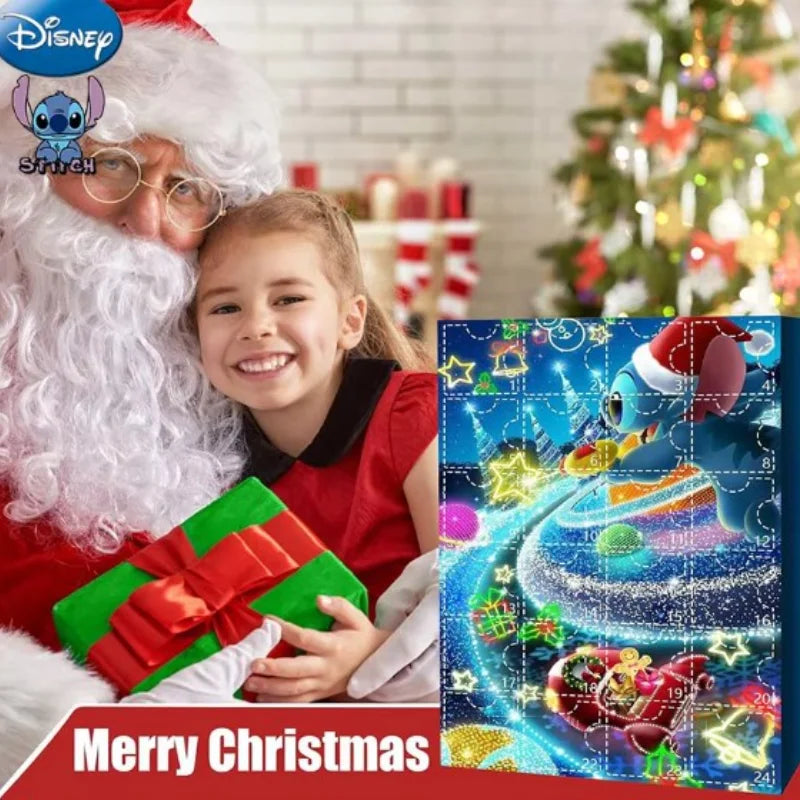 Vente en gros d'accessoires Disney Stitch Calendrier de l'Avent de Noël Boîte Lilo &amp; Stitch Modèle Poupée Figurines Anime Cadeau de Noël Enfants Garçon Jouet