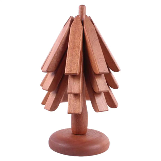 Dessous de plat en bois pour plats chauds, ensemble de dessous de verre pliables pour plats, bols, théière, décoration de table de cuisine