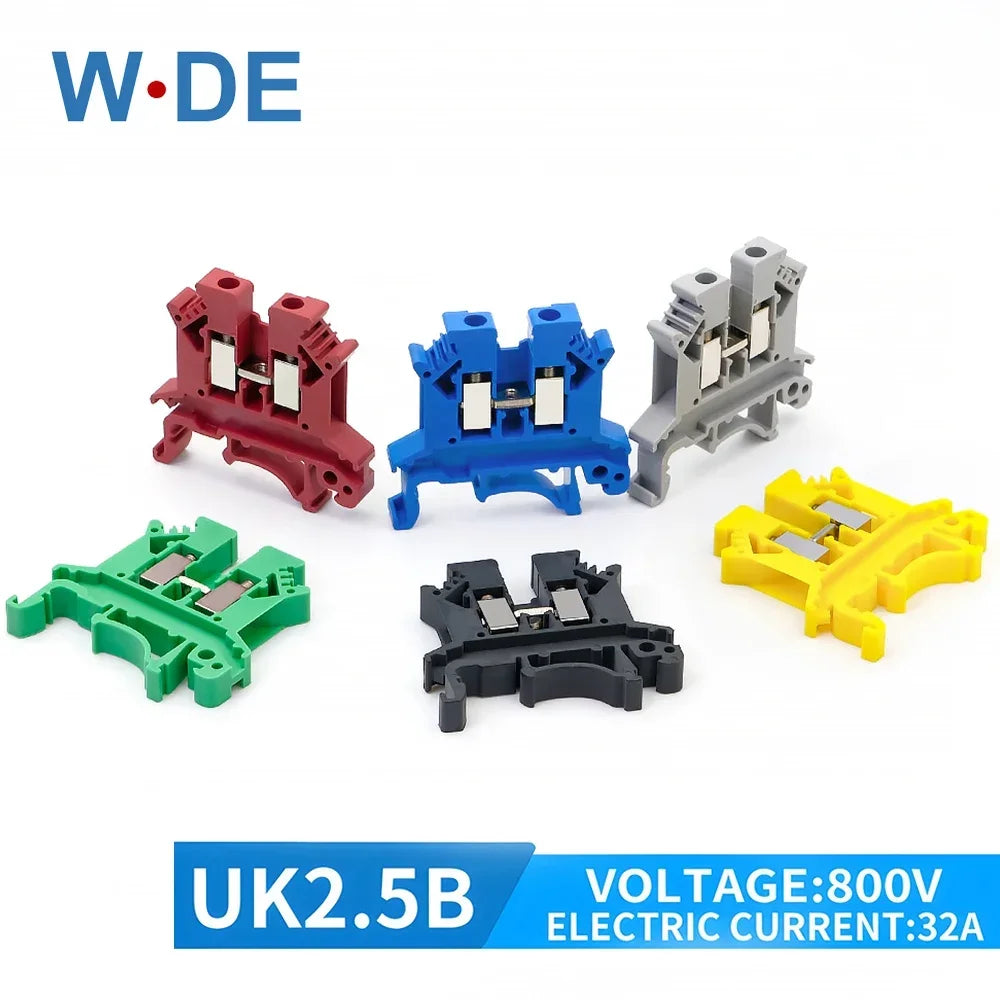 10 piezas Bloque de terminales de riel DIN UK-2.5B Cable Conductor eléctrico Conector universal Bloque de terminales de conexión por tornillo UK2.5B