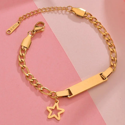 Personalized Stainless Steel Baby Newborn Name Bracelet for Boy Girl Best Gift Custom Heart Crown Butterfly Family Jewelry