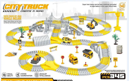 Toddler Boy Toys 239 PCS Race Tracks Toys Gift, 6 PCS Construction Car Toys Gifts , Christmas Birthday Gifts Toys