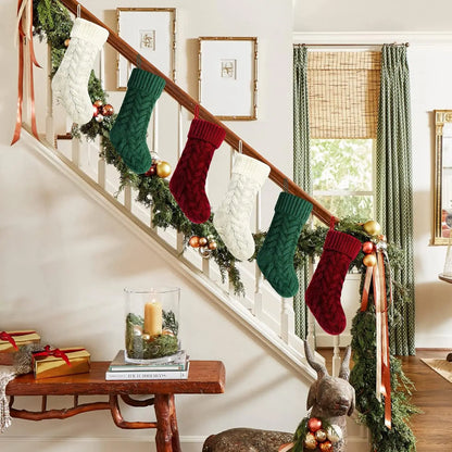 4/6PCS Christmas Stockings Knit Xmas Stockings 18 In Large Fireplace Hanging Stockings For Holiday Christmas Tree Party Decor