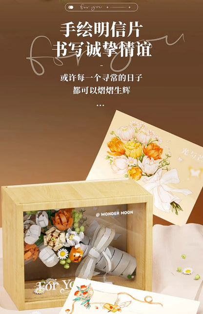 Blocs de construction Wekki Bouquet de fleurs éternelles Cadre photo Puzzle à monter soi-même Jouet créatif Cadeau d'anniversaire Collection Ornement