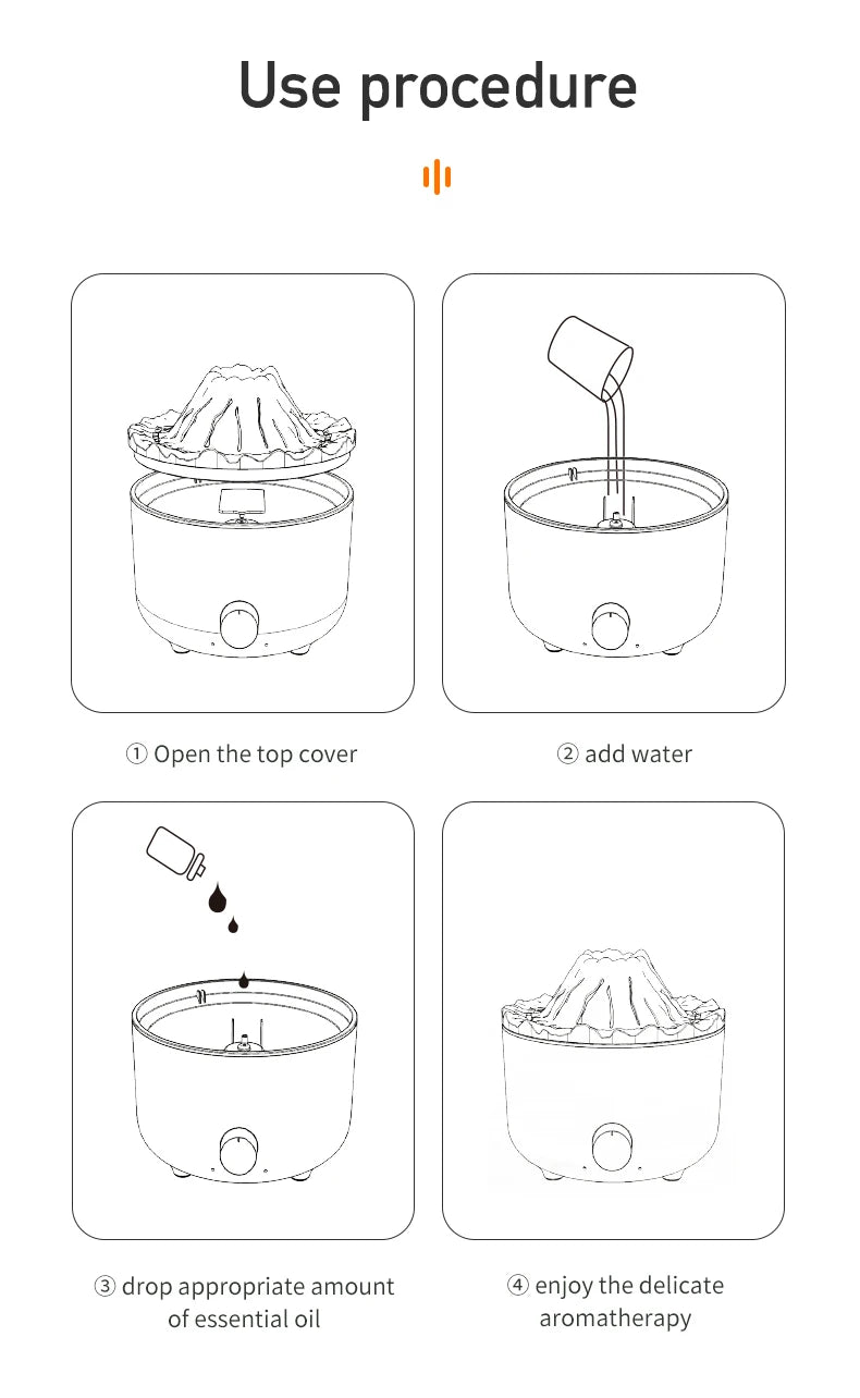 560ml Volcanic Flame Humidifiers Air Aroma Diffuser Essential Oils Humidifier Diffuser For Bedroom Home Purifier Humificador