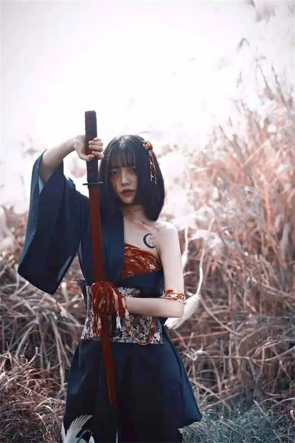 60cm Demon Katana Wood Sword Cosplay Performance Props Ninja Sword Toy For Children Aikido Wooden  Knife