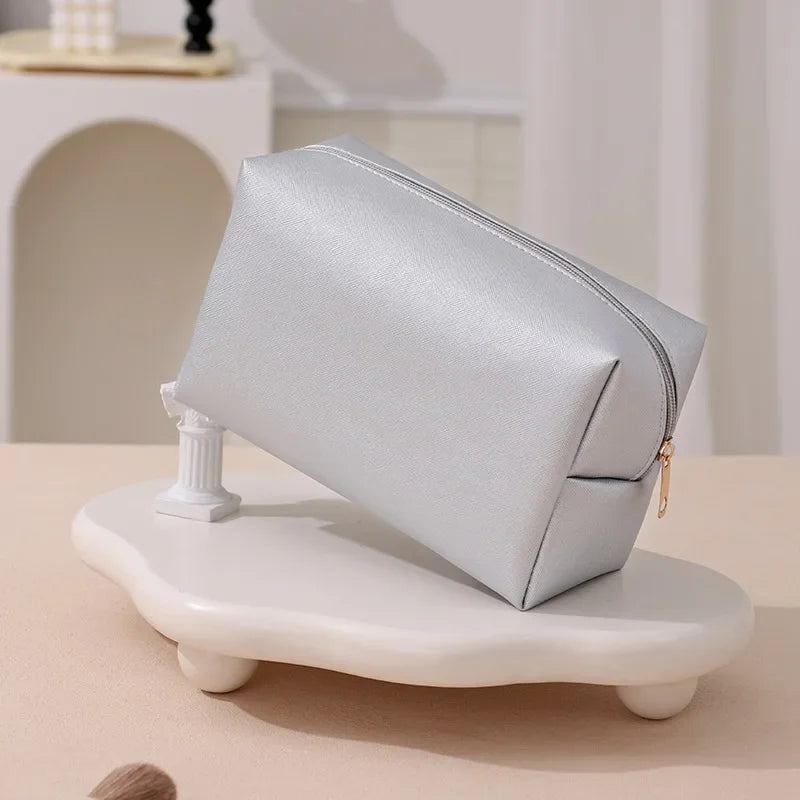 Small Makeup Bag PU Leather Travel Cosmetic Pouch Toiletry Bag for Women Portable Water-Resistant  Personalized Embroidery