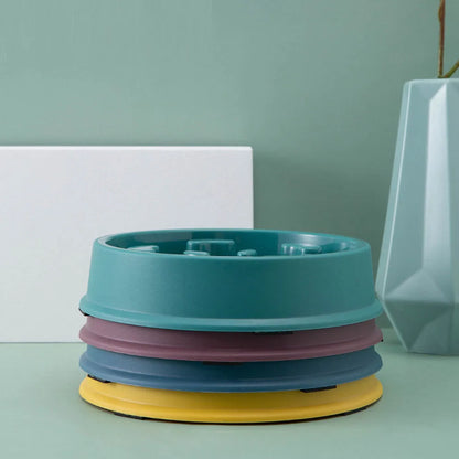 Pet Dog Bowl Slow Food Feeder Non-slip Anti Choking Cat Thickened Plastic Plate Bowls Healthy Anxiety Relief Dish Pet Supply