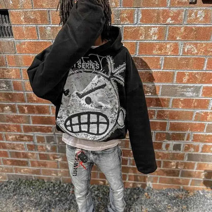 Streetwear Hoodie Y2k Hip Hop Retro Patch Black Oversized Hoodie Sweatshirt Mens Womens Harajuku Gothic Pullover Hoodie Clothes