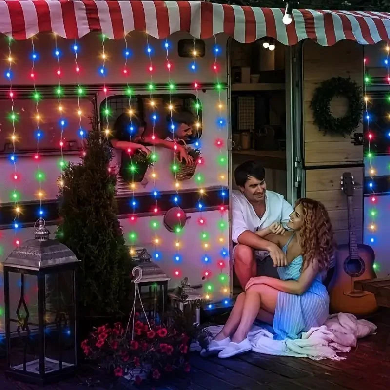 6X3M 3X3M Solar Curtain Light Outdoor Led Icicle Light 8 Modes Waterfall Christmas Fairy String Light for Garden Patio Decor