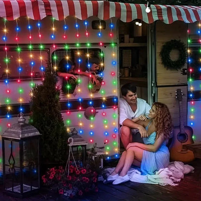 6X3M 3X3M Solar Curtain Light Outdoor Led Icicle Light 8 Modes Waterfall Christmas Fairy String Light for Garden Patio Decor