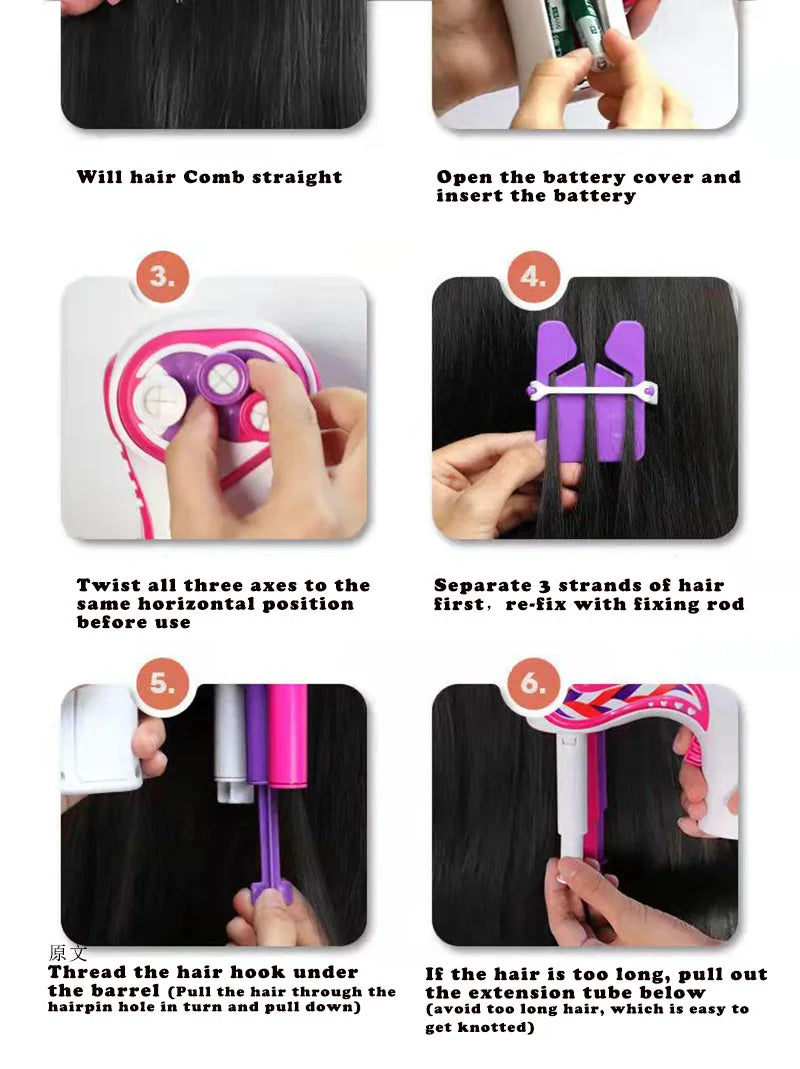Automatic Hair BraiderElectric DIY Hair Weave Machine Twist Knitting Roll Twisted Braiding Hair Styling Tools Girl Gift