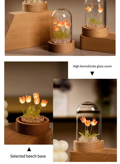 Tulip Night Light Tulip Flower Table Lamp DIY Simulation Tulip LED Night Light Handmade Bedside Light Christmas New Year Gift