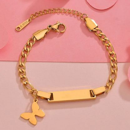 Personalized Stainless Steel Baby Newborn Name Bracelet for Boy Girl Best Gift Custom Heart Crown Butterfly Family Jewelry