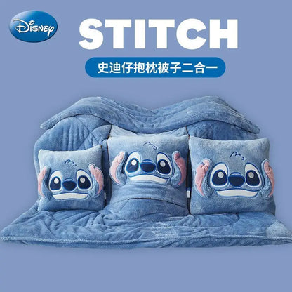 Stitch Disney Throw Pillow Blanket 2-in-1 Kawahiran Velvet Throw Pillow Thickened Nap Blanket Living Room Christmas Gift