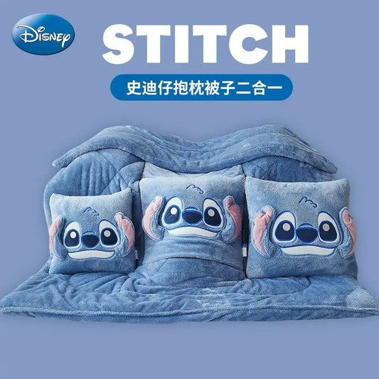 Stitch Disney Throw Pillow Blanket 2-in-1 Kawahiran Velvet Throw Pillow Thickened Nap Blanket Living Room Christmas Gift