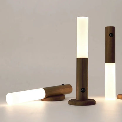 Warm Intelligent Induction Wall Lamp Wireless Wooden Stick Night Light Corridor Cabinet Wardrobe Light Decorative Home Light New