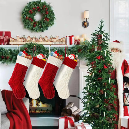 Medias navideñas grandes de 18 pulgadas, medias de compresión navideñas tejidas para niños, medias colgantes para regalar dulces, decoración navideña