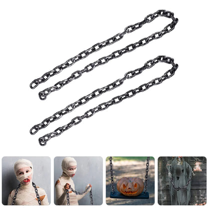 2 Pcs Simulation Big Iron Chain The Halloween Props Plastic Links Decor Decorate Pp Fake Costume