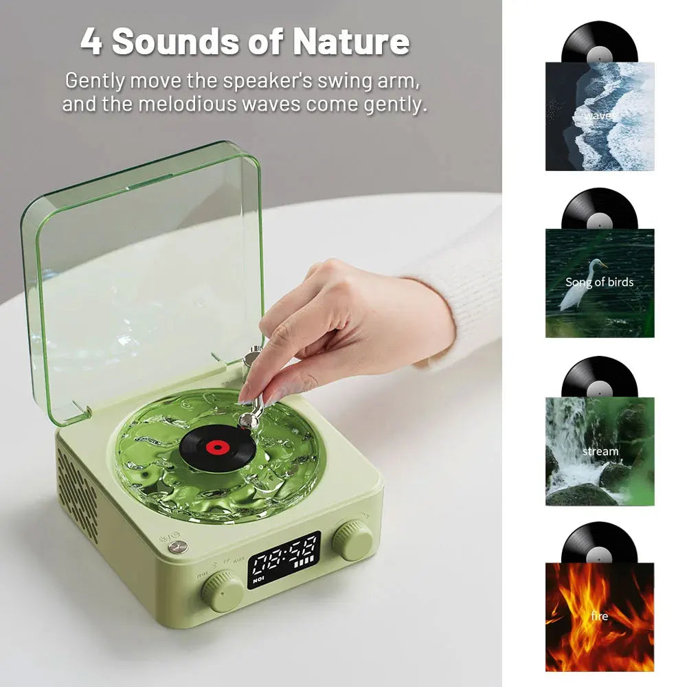 2024 Nouveau haut-parleur de platine vinyle rétro avec bruit blanc sans fil Bluetooth lecteur de disque vinyle son stéréo effet de lampe de projection RVB