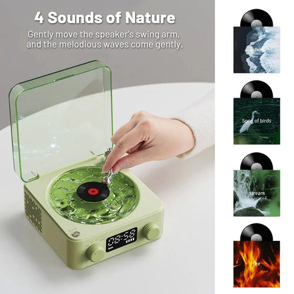 2024 Nouveau haut-parleur de platine vinyle rétro avec bruit blanc sans fil Bluetooth lecteur de disque vinyle son stéréo effet de lampe de projection RVB