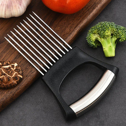 Stainless Steel Onion Slicers Holder Vegetable Tomato Shredders Kitchen Tools For Slicing Meat Cheese Blocks Pin Needle