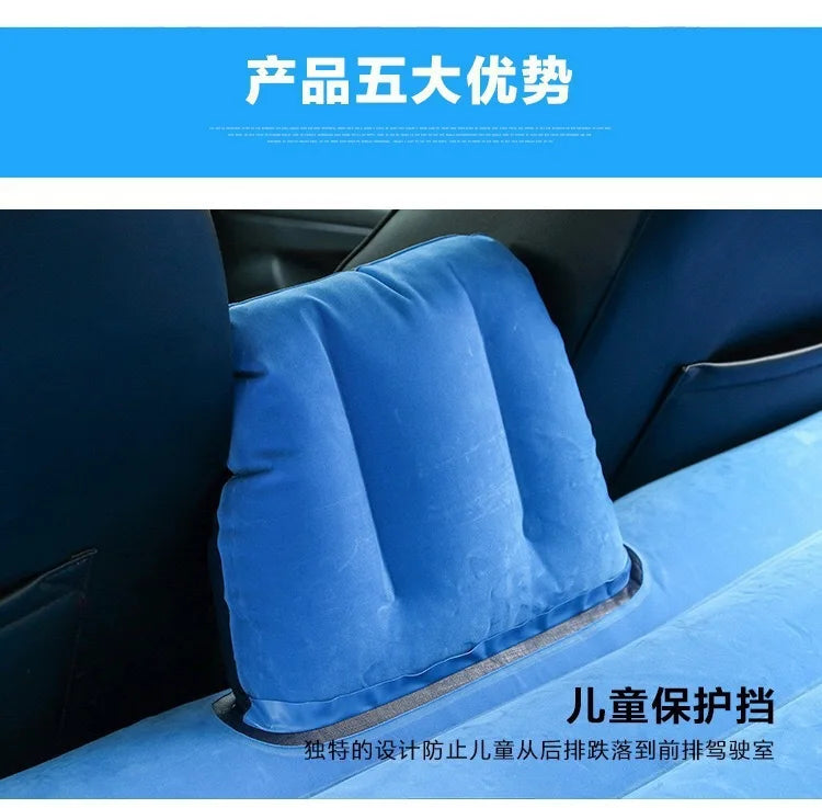Ultra-soft Flocking Environmental Fabric Car Inflatable Bed Air Cushion Bed Portable Car Travel Bed For Most Small Car