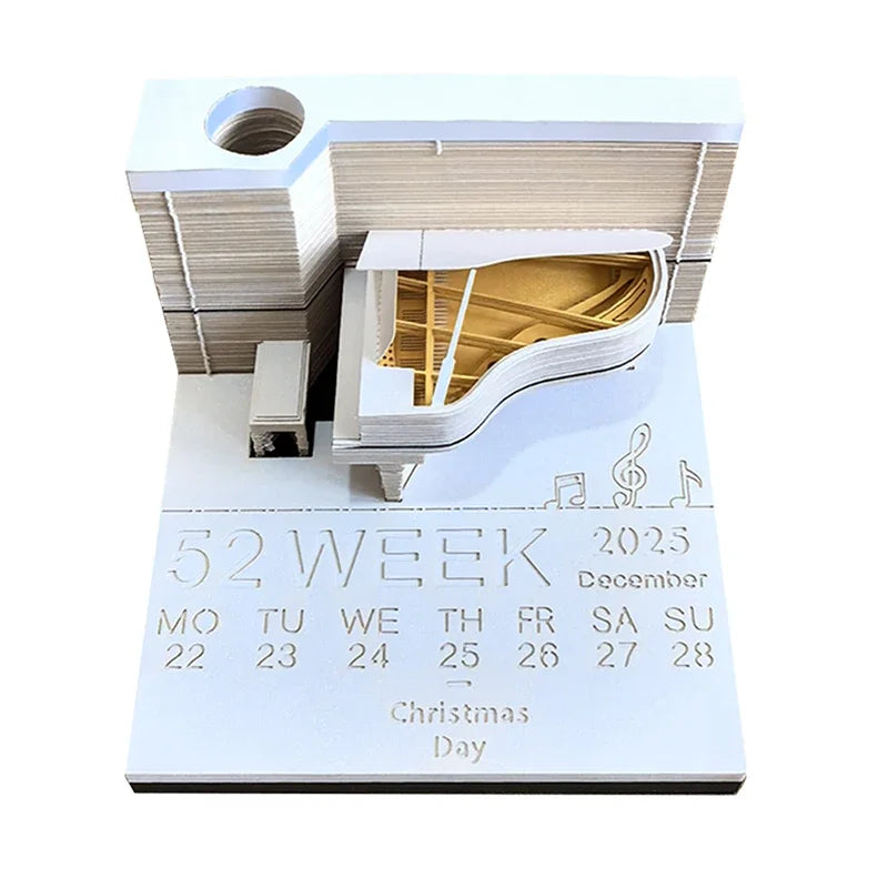 3D Piano Table Calendar Memo Pad Creative Exquisite Handicrafts Souvenirs DIY Desk Decoration New Year Gift for Office School