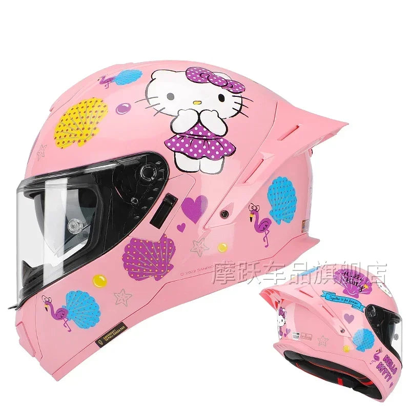 Sanrio HelloKitty Motorcycle Helmet Full Face Racing Helmets Offroad Motorcycle Helmet Motorbike Sports Helmets