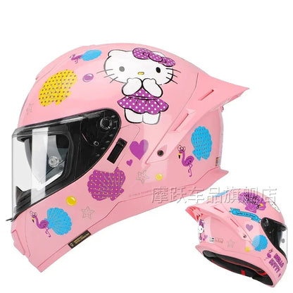 Sanrio HelloKitty Motorcycle Helmet Full Face Racing Helmets Offroad Motorcycle Helmet Motorbike Sports Helmets