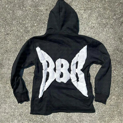 Sudadera con capucha con estampado de letras de espuma retro gótica de moda Y2K para hombre 2024, estilo hip hop callejero, estilo Harajuku, informal, holgada, con cuello redondo, de gran tamaño